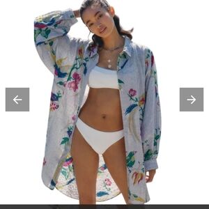 Floral Striped Swim Cover-Up